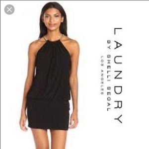 Laundry drop waist blouson mini dress